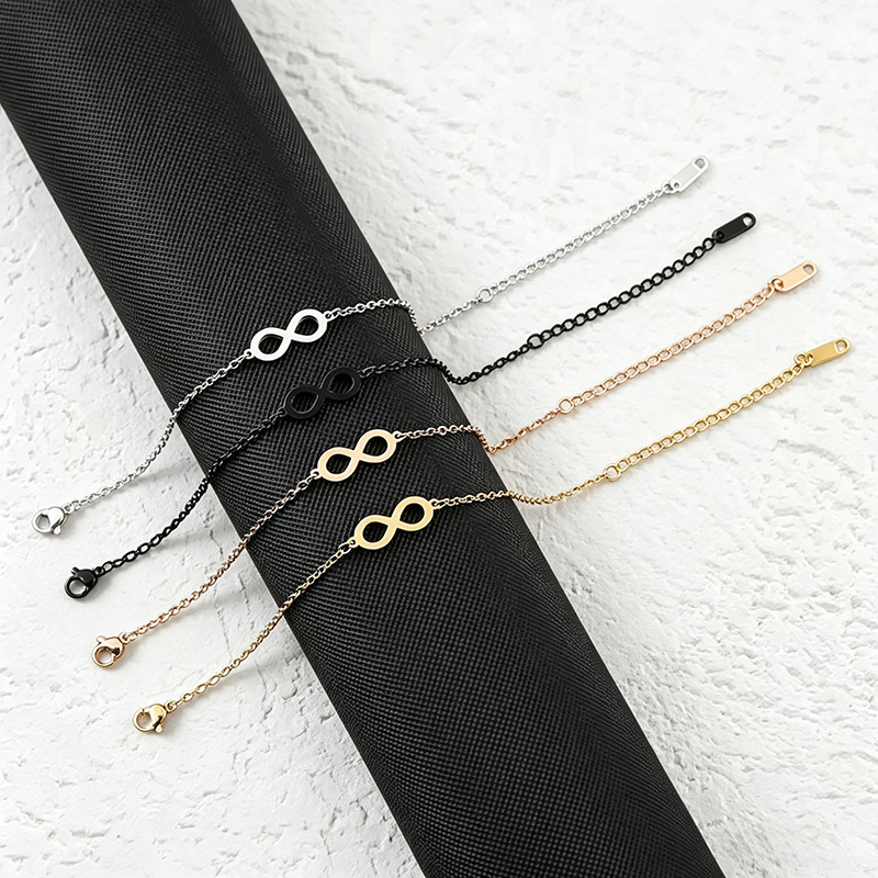 In-Stock Personalized Minimalist Lucky Number 8 Bracelet European and American Cross-Border Flat Cross Chain Infinity Symbol Stainless Steel Bracelet