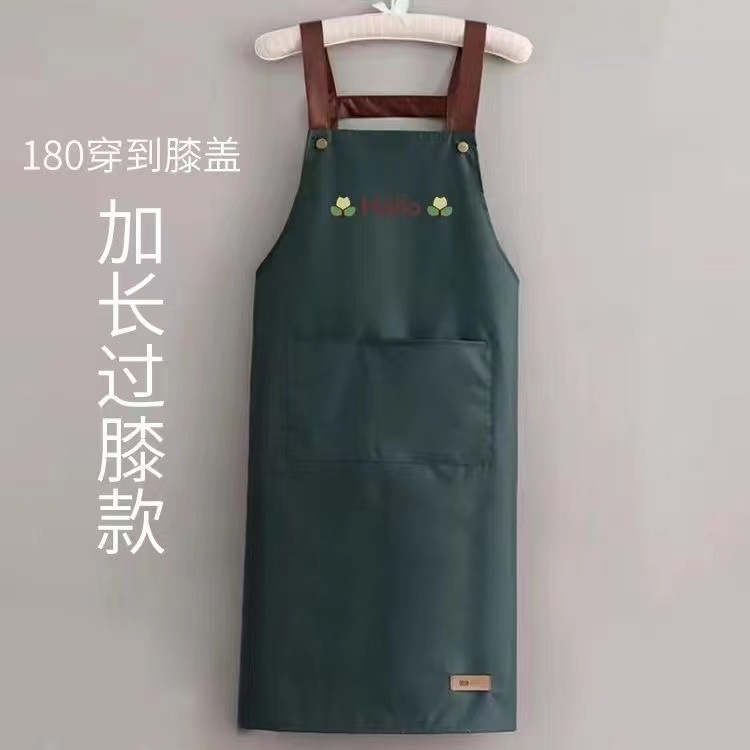 2022 Apron Household Kitchen Waterproof Oil-Proof Work Clothes Printed Logo Printing Female Summer Thin Dining Apron