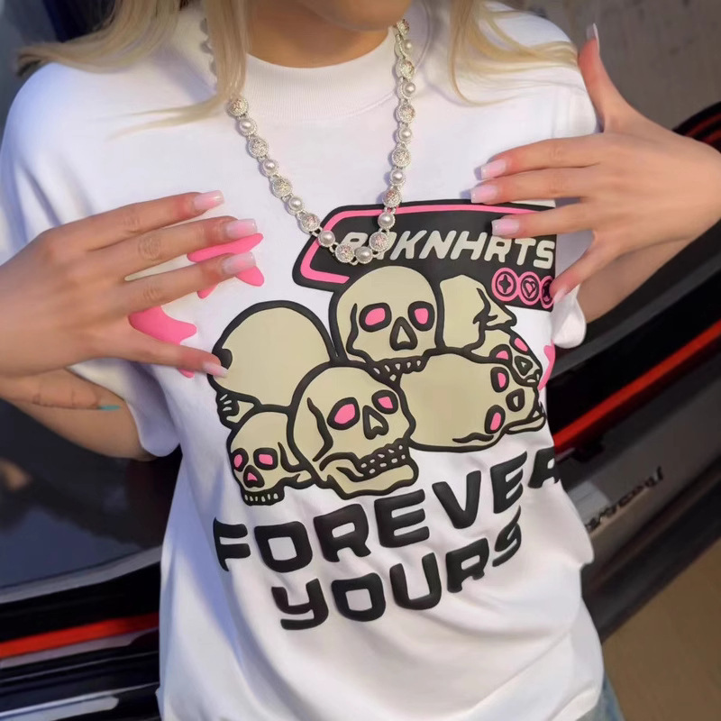 Bpm Embroidered Printed Short-Sleeved T-Shirt Broken Planet Trendy Brand Quality Hip-Hop Rap Street Sweatpants