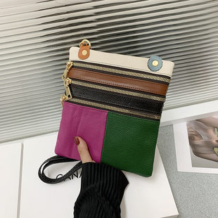 (Cross-border trading), shoulder bag, wallet with zipper, leather one-shoulder bag, genuine leather, cowhide