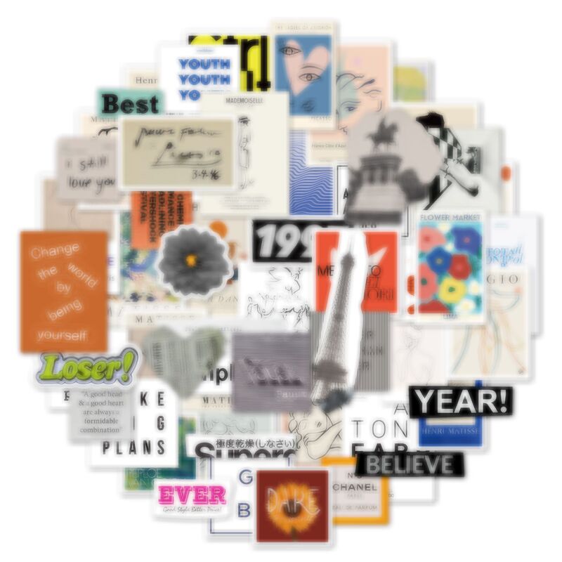 Cross-Border Pop Style Stickers 55 Retro Abstract French Collage DIY Graffiti Tablet Suitcase Art Stickers