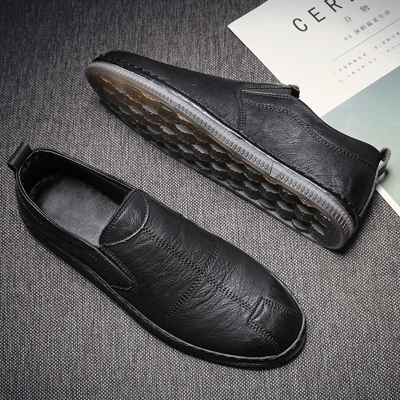 Casual Leather Shoes for Men, Business Soft-Soled British Style Tendon-Soled Trendy Shoes, 2024 Autum Lazy Shoes, One-Legged Beanie Shoes