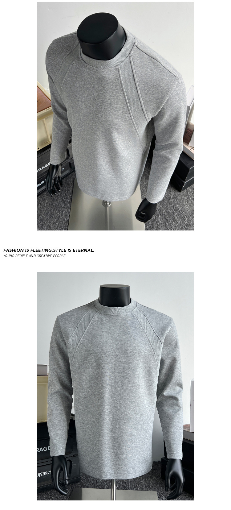 Men's Patchwork Chinese Cotton Long Sleeve T-shirt Round Neck_voghion.com