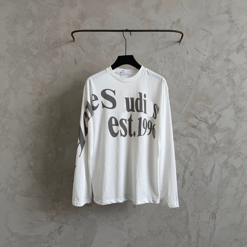 AC top version large letter print 1996 long-sleeve T-shirt, washed pure cotton, thin, unisex, loose fit, drop shoulder base shirt AC top version large letter print 1996 long-sleeve T-shirt, washed pure cotton, thin, unisex, loose fit, drop shoulder base shirt