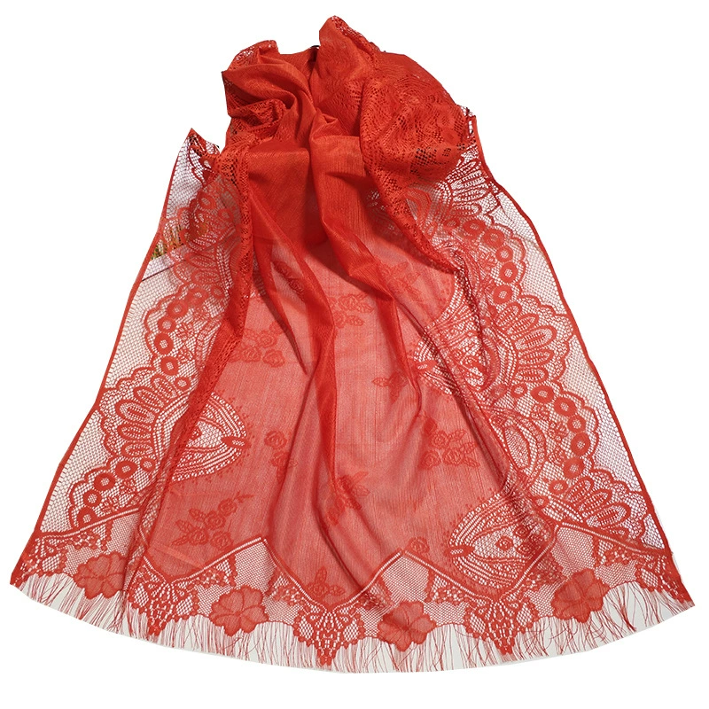 Colored lace thin cloak indoor, scarf with tassels
