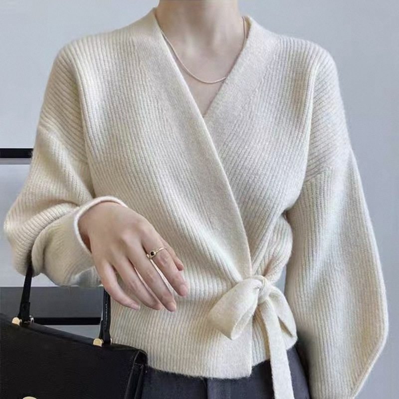 女性のためのショートニットカーディガン春服 2025 新しいメイラードウェアセータージャケット不規則なトップハイエンド|undefined