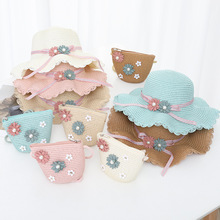 夏季亲子草帽遮阳小仙女童防晒太阳帽沙滩女帽包包凉帽公主套装