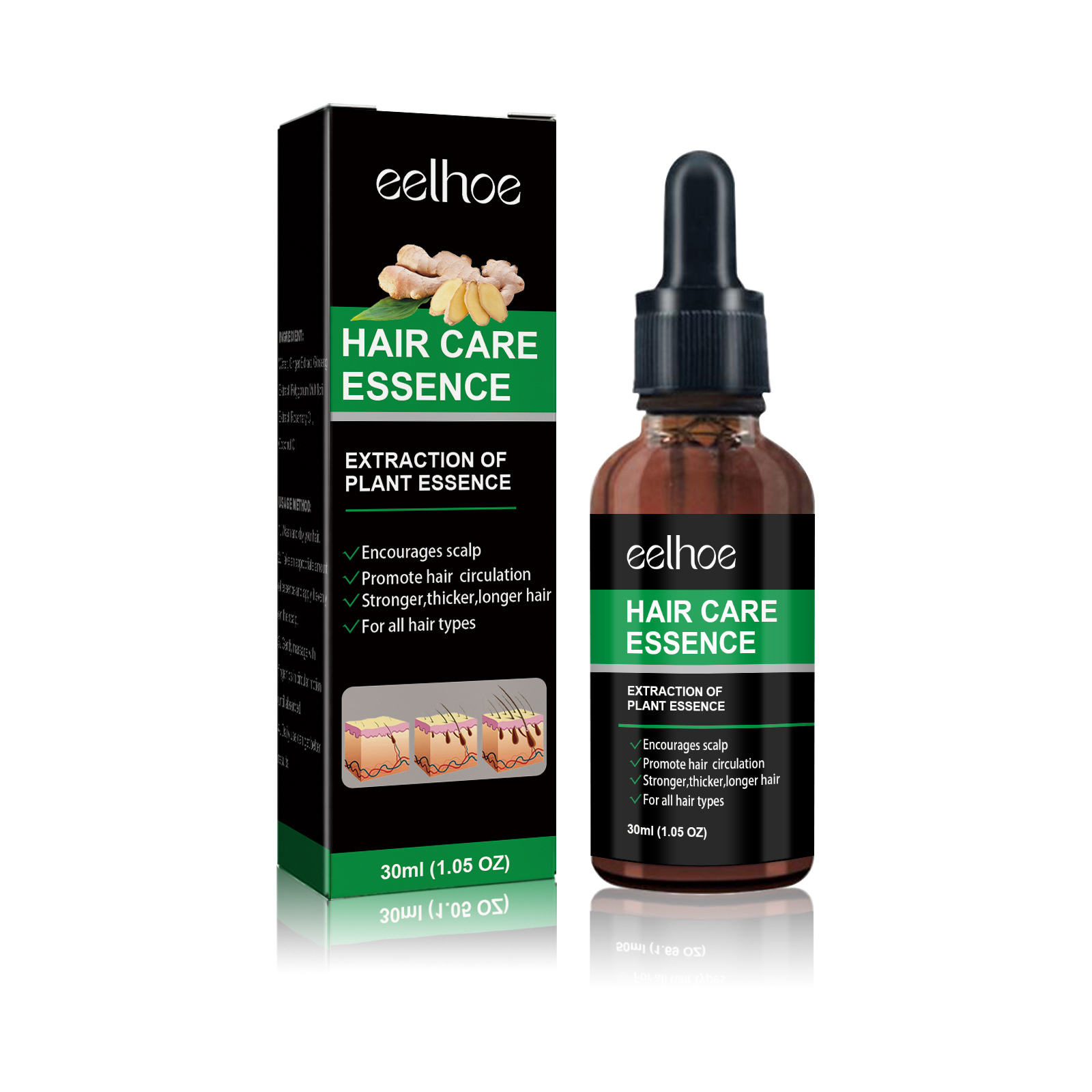 eelhoe Ginger Thick Hair Essence Hair Anti-Fall Firming Hair Roots Thick and Strong Repair Moisturizing Scalp Care_voghion.com