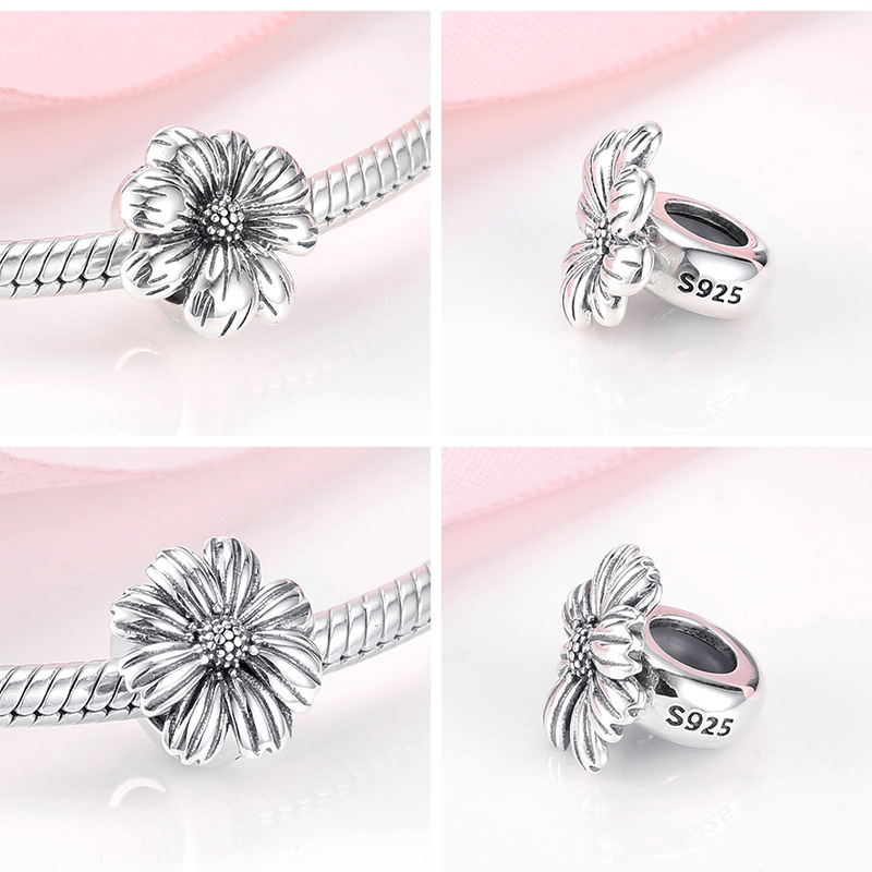 1g Weight Electroplated Gold Plating Process 1 Piece 925 Sterling Silver Flower
