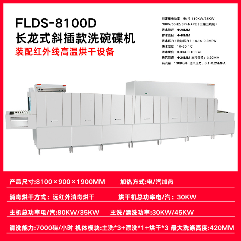 8.1 m 슬래그 제거 + 메인 세척 + 세척 + 헹굼 + 소독 + 건조 * 3 (경사 삽입형)