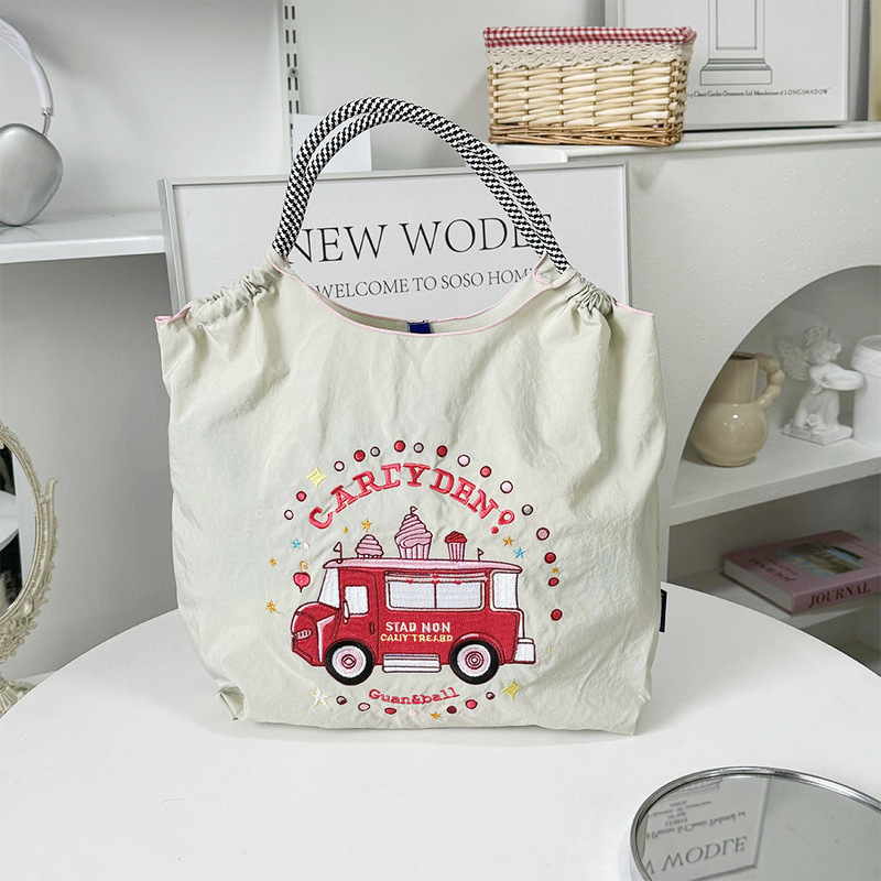 オリジナルの脇下バッグ環境保護ショッピングバッグ絶妙な刺繍防水ナイロンショッピングバッグ手提げレディースショルダーバッグ|undefined