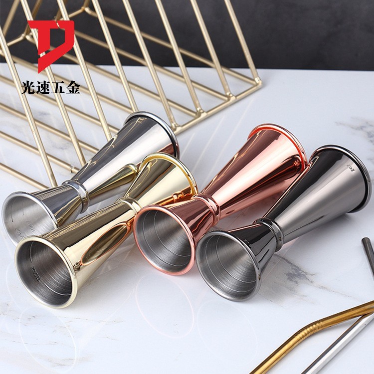 Curling acero inoxidable 304 de doble cabeza taza de medición Barra de vino dispositivo de medición coctelera barra de bar Oz taza de medición