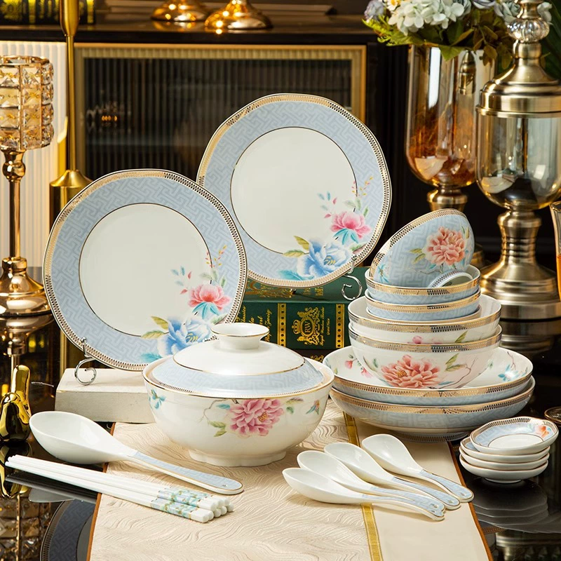 New bone china soup bowl with lid, high-end restaurant, commercial ceramic large stew bowl, household basin, household tableware, simple style