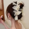 2# white mesh double-sided pearls (bottom clip 13cm bow 20cm)