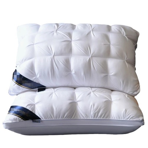 Hilton Twisted Flower Bread Pillow Feather Velvet Cervical Support Hotel Pillow Core 48x74cm Single Non-Sag