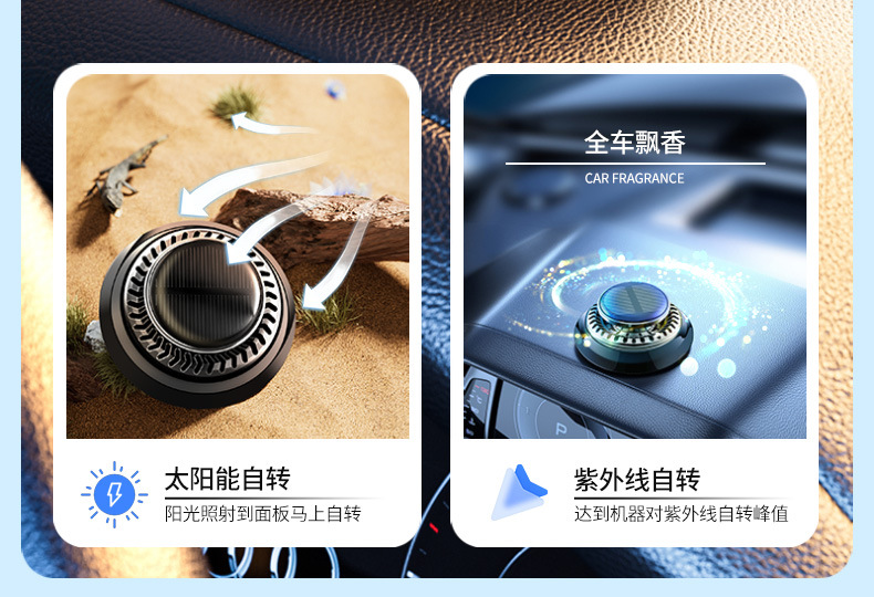 Solar-Powered Rotating Car Air Freshener, Car Perfume Ufo Ornament, Long-Lasting Light Fragrance Solid Fragrance Batch for In-Car Use