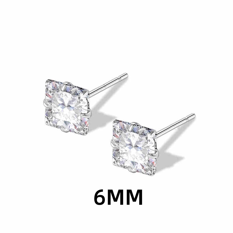 6MM 스퀘어 이어링 / 구리(화이트 골드)