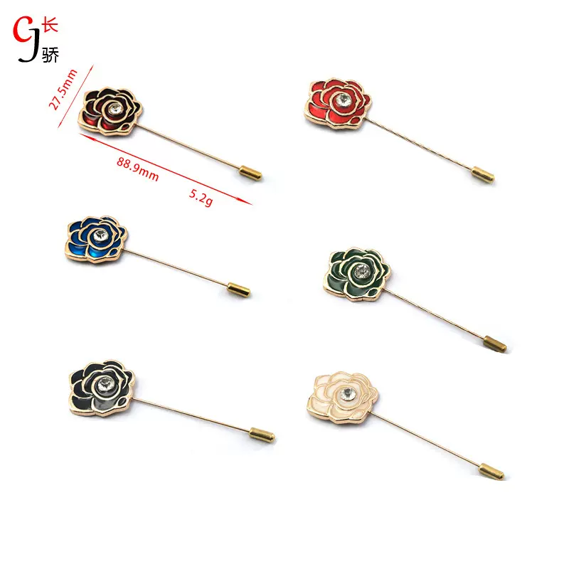 跨境荷花花朵胸针欧式珍珠长插针五瓣胸花蜜蜂一字插针布艺别针扣