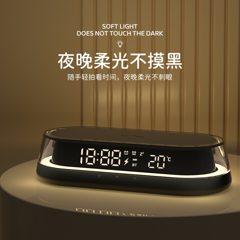 2025 ホット販売ワイヤレス充電器雰囲気ナイトライト時計目覚まし時計携帯電話急速充電多機能|undefined