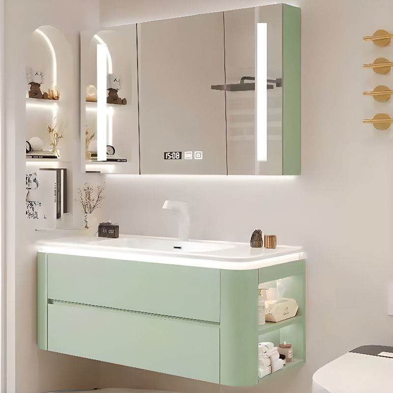 bathroom hanging sink wall cabinet green washroom factory wholesale design modern small space