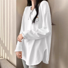 棉长袖t恤女装2025新款秋冬季加绒中长款遮屁股洋气打底衫上衣