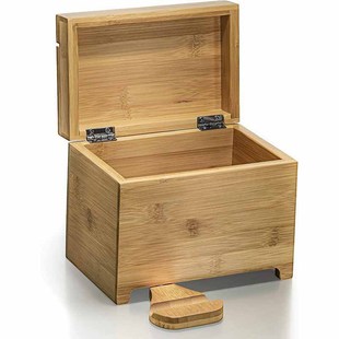 Bamboo Recipe Box Recipe Ingredient Box Kitchen Card Storage Box Desktop Recipe Card Holder