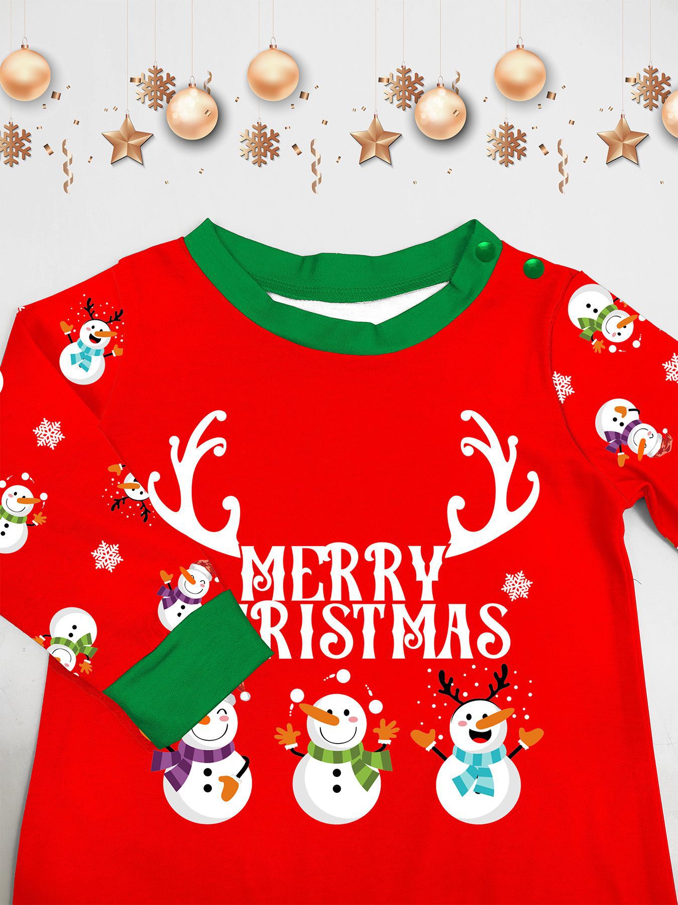 Božićni snjegović Pahuljica slova Božićno obiteljsko odijelo s otiskom kućne odjeće za spavanje_voghion.com