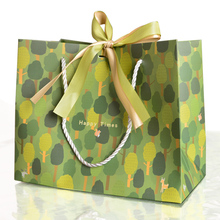 森系绿色小森林礼品袋礼物包装袋糖果手提袋纸袋配双丝带现货