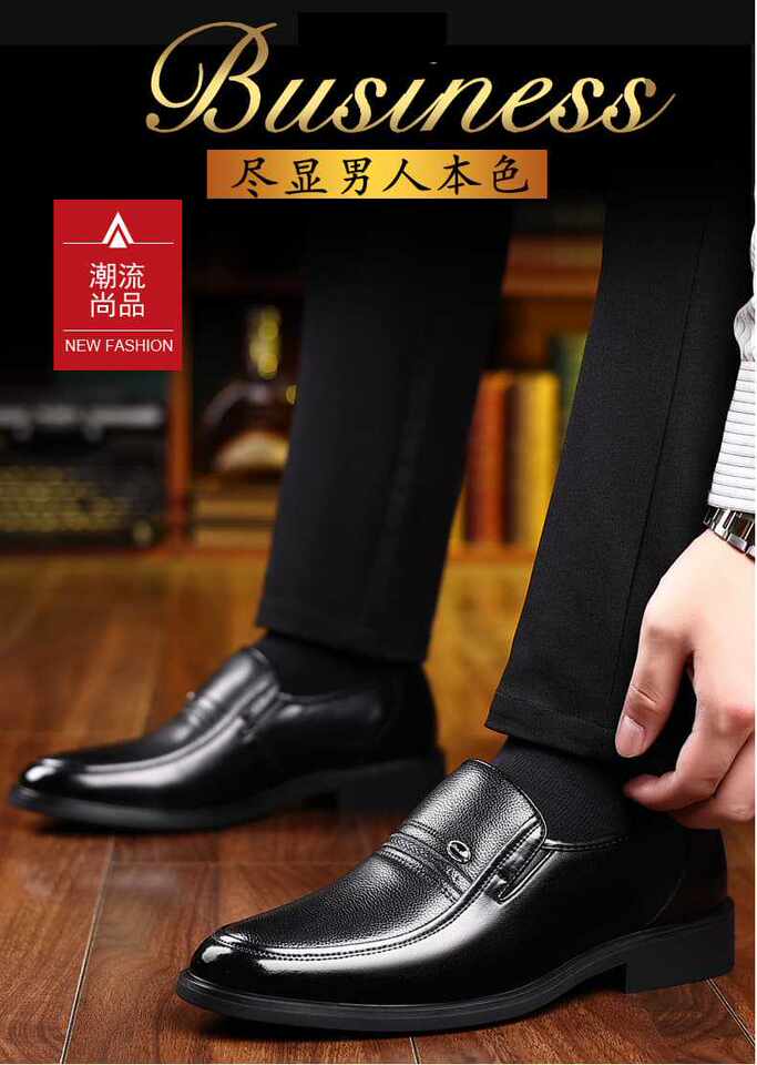 Giày da công sở nam mũi nhọn cổ thấp kiểu xỏ chân, đế cao su chống trượt, form rộng size lớn — S2115 màu đen chi tiết 4
