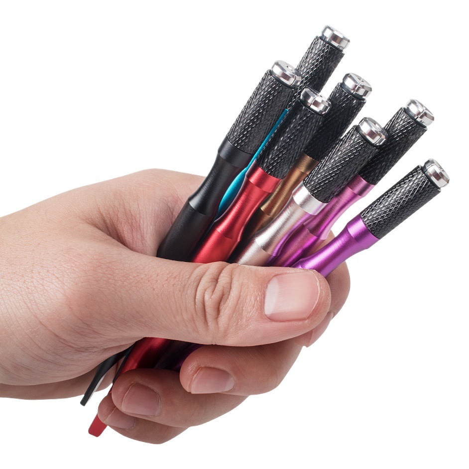 Factory wholesale 18 single head aluminum alloy tattoo flat tail waist tattoo eyebrow tattoo embroidery pen tattoo manual pen