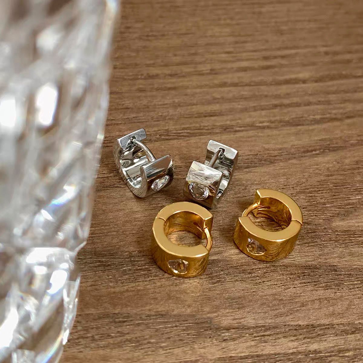 1 Pair Quantity 1 Pair Simple Style Heart Shape Plating Inlay Titanium Steel Zircon Earrings