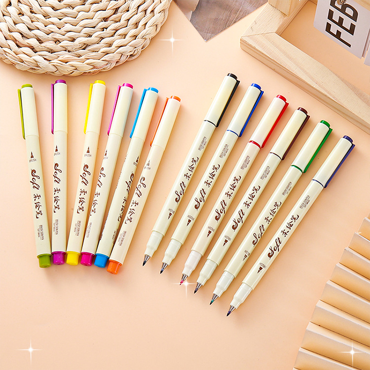 Color nacional creativo, cabeza suave, bolígrafo de pintura suave, bolígrafo de cuenta a mano en minúsculas, caligrafía para estudiantes, arte, gancho, bolígrafo, pintura, juego de bolígrafo de acuarela