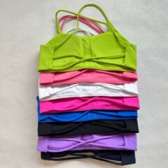 LULU ヌード感フィットネスブラ 薄型ショルダーストラップ クロスデザイン シースルー美背 スポーツブラ ヨガウェア レディーストップス