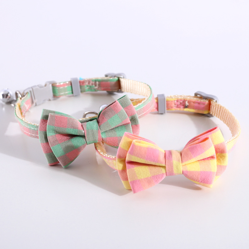 Pet fresco cuadrado británico doble collar de arco desmontable gatos perros corbata de campana ajustable