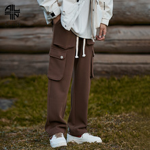 ALLIN 美式多口袋直筒休闲裤男春秋加厚宽松阔腿裤子潮牌运动卫裤