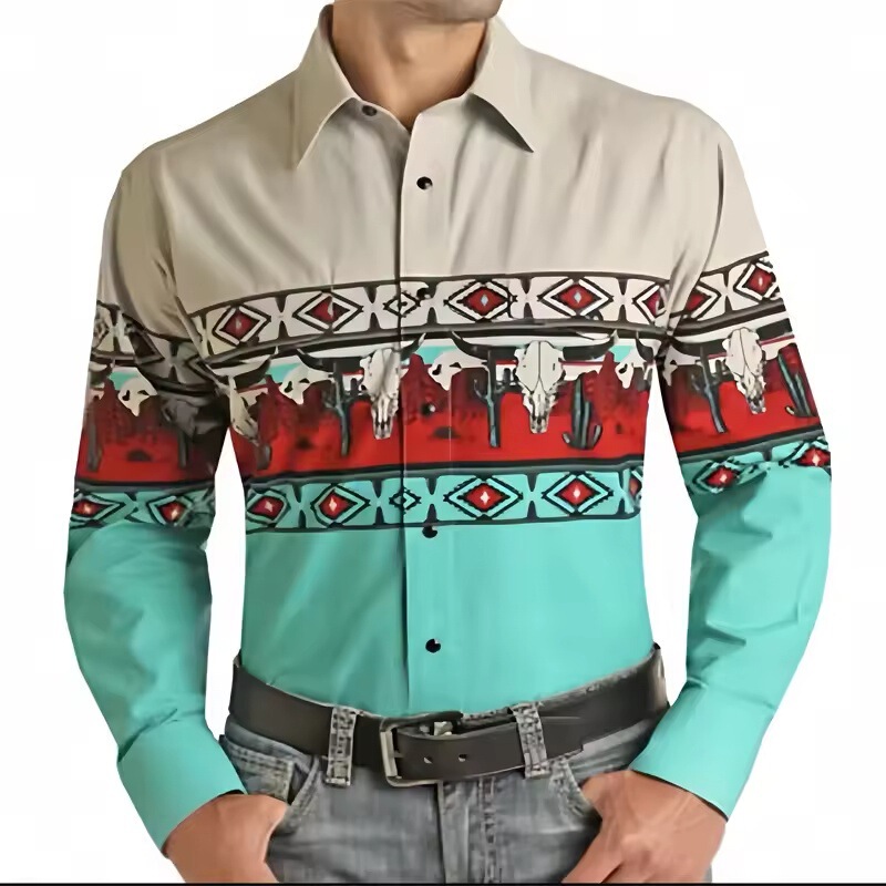 2025 Men's Shirt Western Shirt Animal Pattern 3D Printed Series Button up Hawaiian Shirt