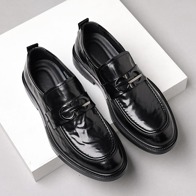 真皮牛皮男鞋乐福套脚皮鞋男士皮鞋牛皮舒适商务休闲款一脚蹬皮鞋