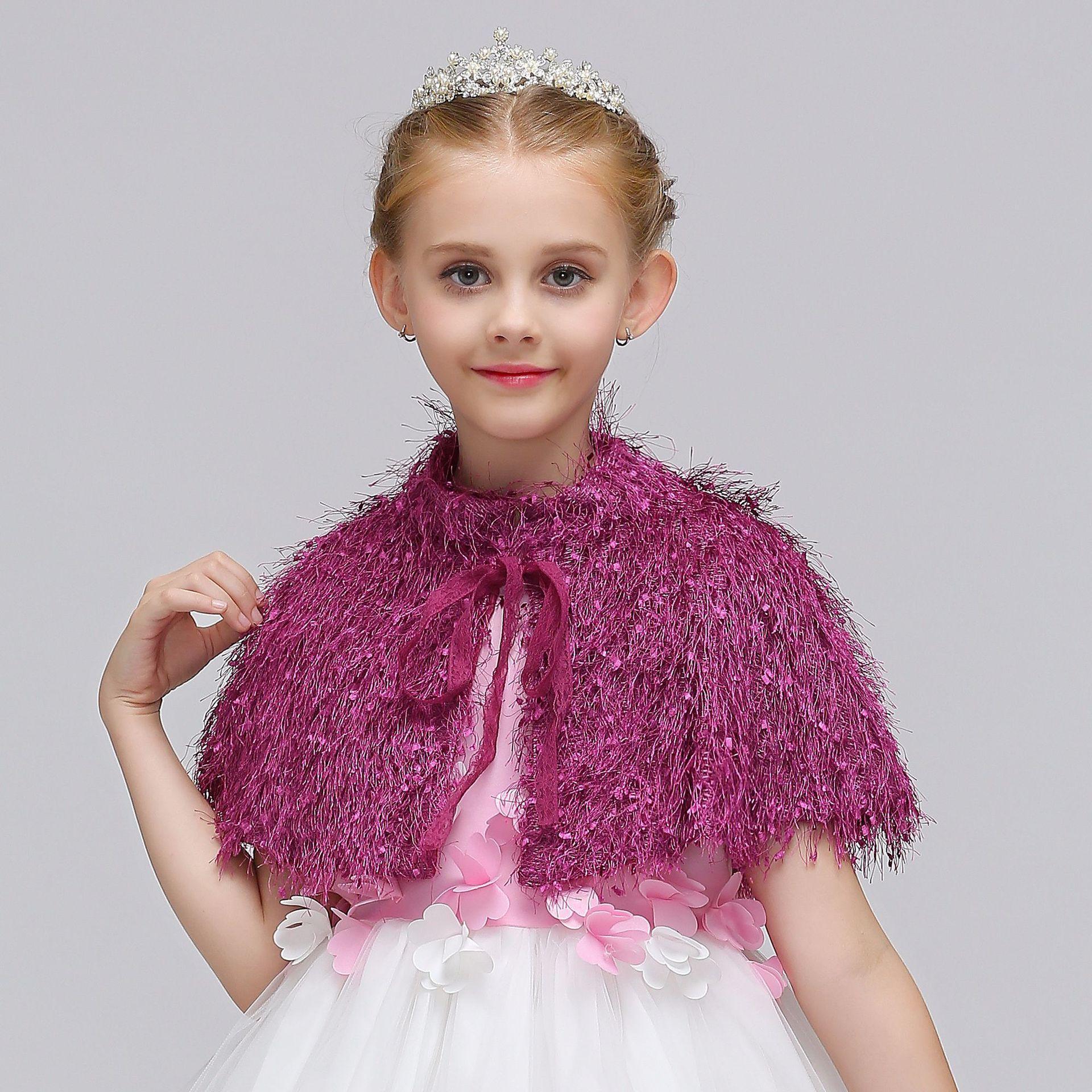 Cruz-frontera princesa europeo y americano Comercio exterior vestido accesorios niños niña flor peludo capa cabo pequeño chal