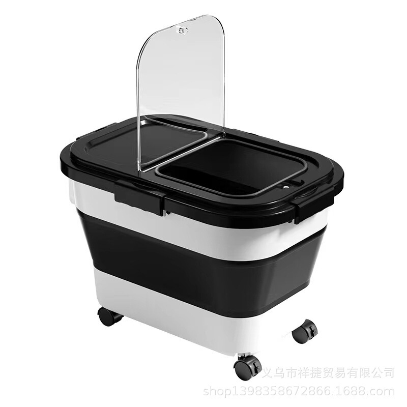 メーカー直送 Amazon 折りたたみ式ドッグフードバケツ キッチン防カビ防湿穀物保存バケツ 米保存バケツ 小麦粉バケツ 米箱|undefined