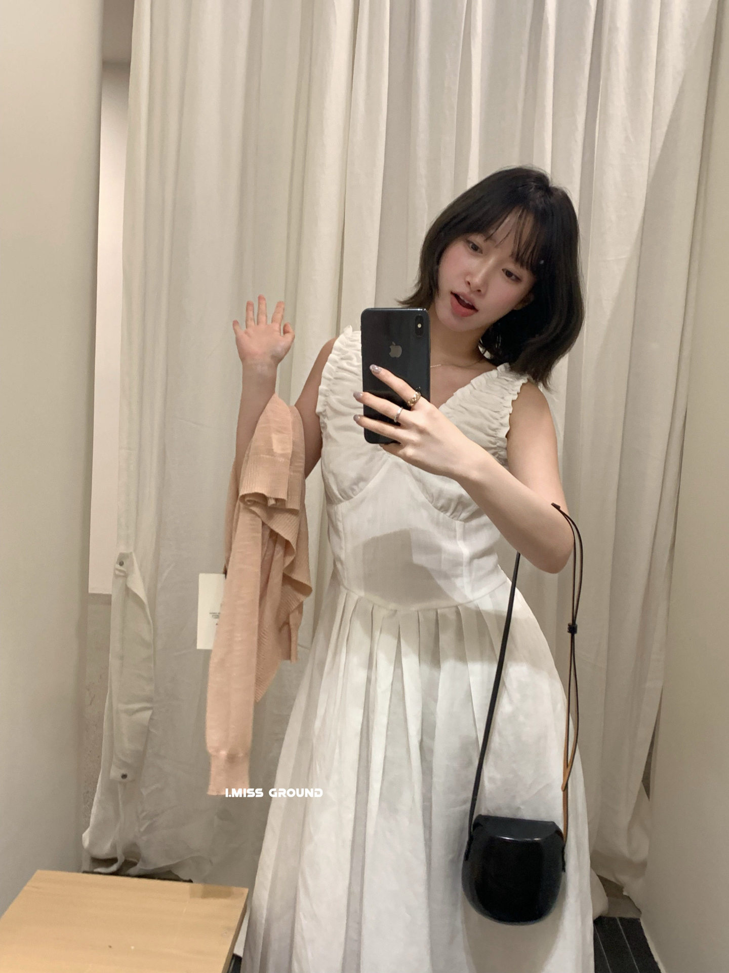 Đầm maxi nữ V xếp ly chất liệu Lyocell dáng A suông — màu trắng, yến mạch chi tiết 14