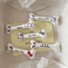 银色简约猫咪骨头发夹日系甜美风百搭女孩鸭嘴夹发卡发饰批发夹子