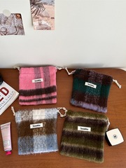 312272 Wool Fabric Storage Bag, Small Cloth Pouch, Lipstick Case, Portable Makeup Bag for Women, Cosmetic Organizer with Drawstring