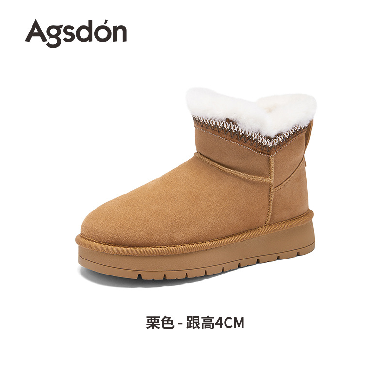 Augu Lion Dengjia terciopelo botas de nieve para mujeres 2025 nuevo otoño invierno botas de tubo corto con suela gruesa para usar zapatos de algodón grueso