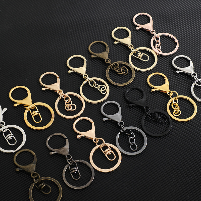 diy jewelry accessories handmade material 30mm key chain lobster clasp 8 word turn key ring four chain hanging three piece set