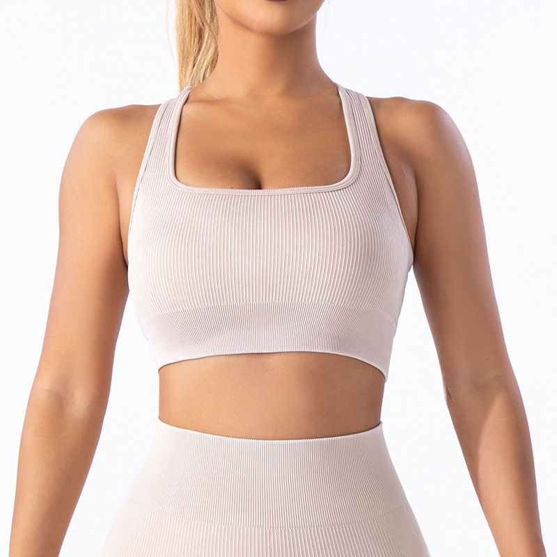Transfronterizo Europa y América sin costuras esmerilado ropa de yoga de cuatro piezas conjunto deportivo mujer antichoque yoga sujetador de acondicionamiento físico calcetín de calcetín