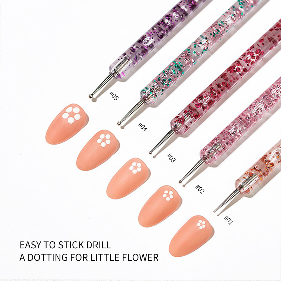 Description Picture 6 of item5Pcs/set Nail Art Dotting Pen Crystal Beads Handle Dual-ended Drawing Painting Rhinestones Picking Tools Manicure Nail Dot Pen