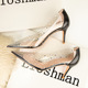 899-36 European and American wind fashion sexy pointed high-heeled shoes high heel with transparent hollow out diamond banquet women's shoes