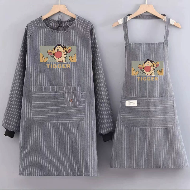 Домашний рабочий фартук в Корейском стиле, кейтеринг, Закусочная, комбинезон из хлопчатобумажной ткани, износостойкая рабочая одежда с длинными рукавами и принтом