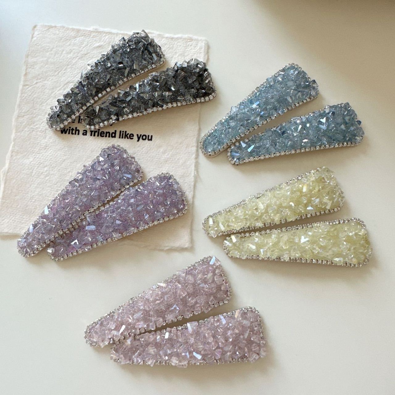 Korean Dongdaemun Same Style Sparkling Crystal Triangle Hairpin Niche Design Sweet High-End Bangs Clip Side Clip