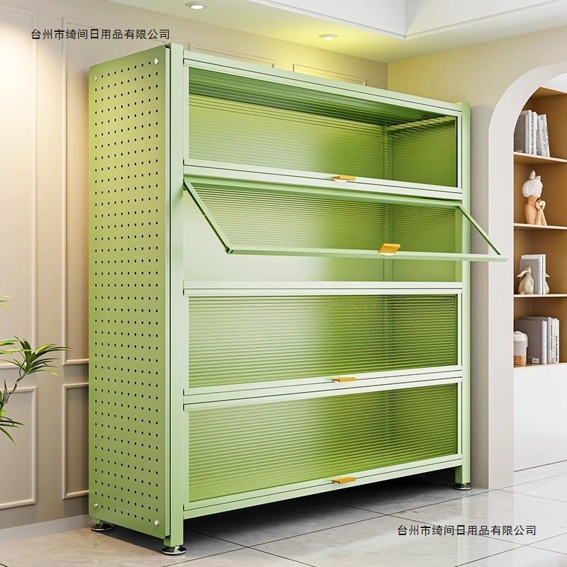 Household Steel Color Bookcase Children's Bookshelf Living Room Display Cabinet Multi-Layer Storage Cabinet Iron Storage Rack Dust-Proof Cabinet